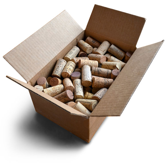 box of 100 recycled wine corks for purchase on-line