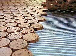 wine corks sliced into discs suitable for cork flooring tiles